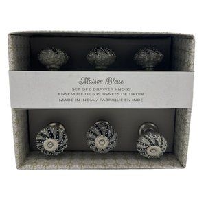 Drawer Pulls Knobs Maison Bleue Cabinet Door Black Gray Set of 6